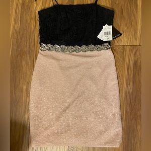 Size 9 pink and black party, cocktail short dress